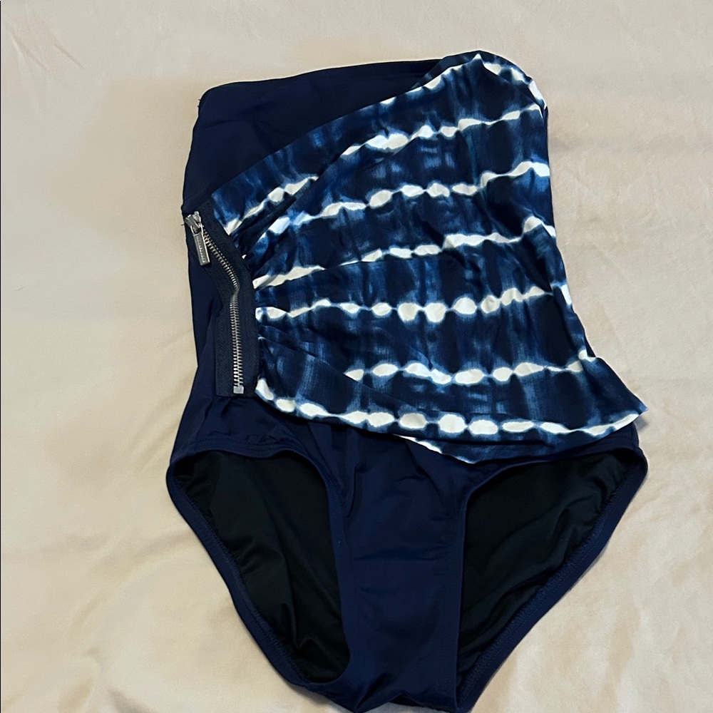 Michael Kors Navy and White One Piece Swimsuit